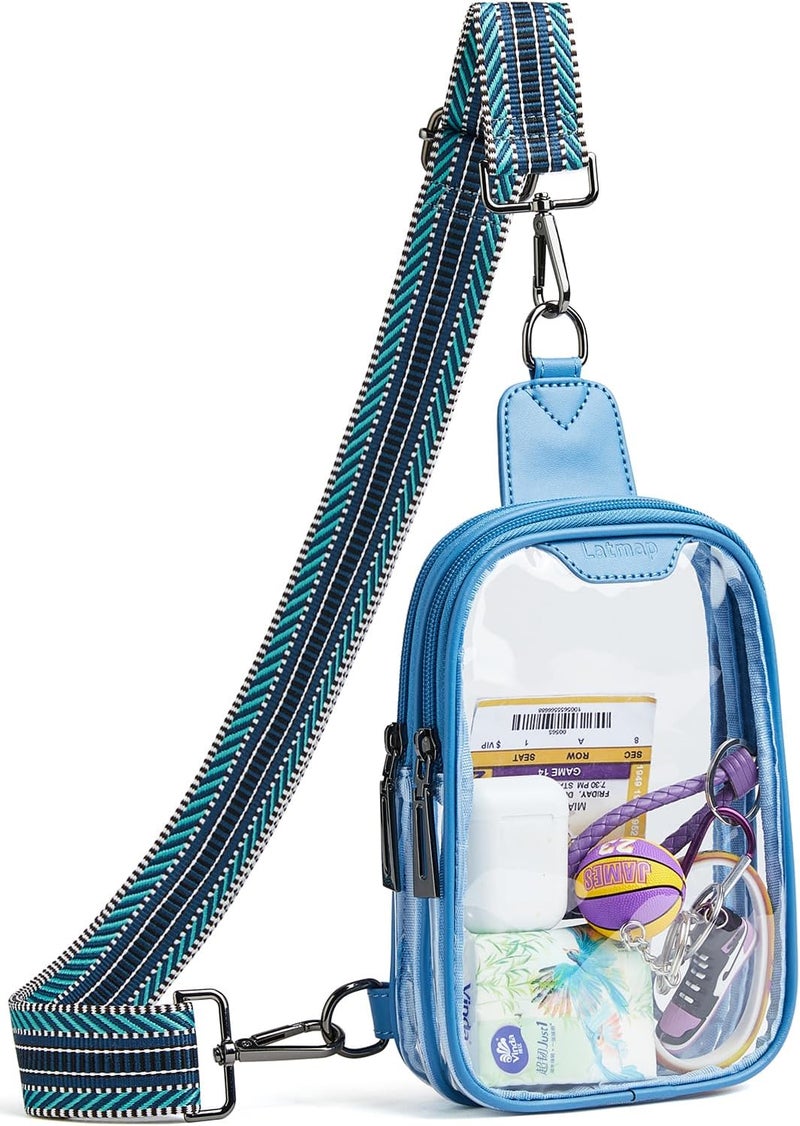 LATMAP DOUBLE ZIP Clear bags Stadium Approved Crossbody Sling Bag Fanny Pack Purses for Women Men Belt bag for Stadium Events - Image 1